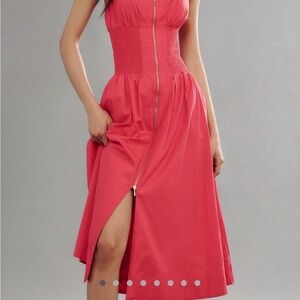 Anthropologie The Tommie Sleeveless Scoop-Neck Front-Zip Midi Dress, size L Pink